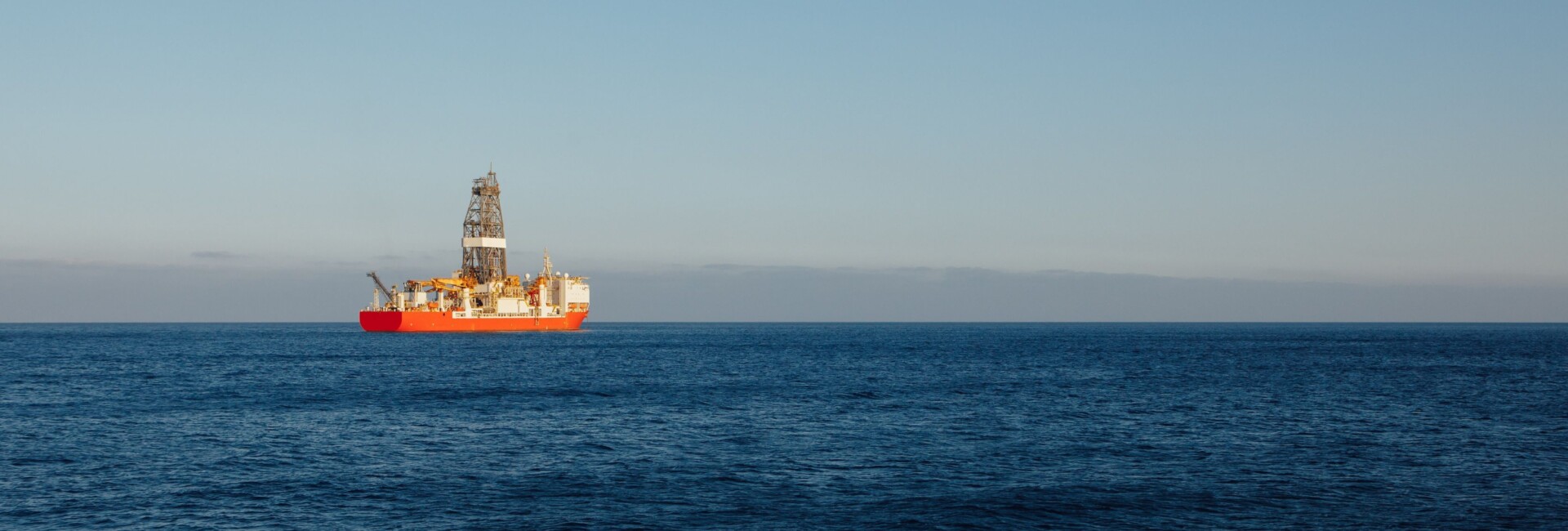 A drillship offshore